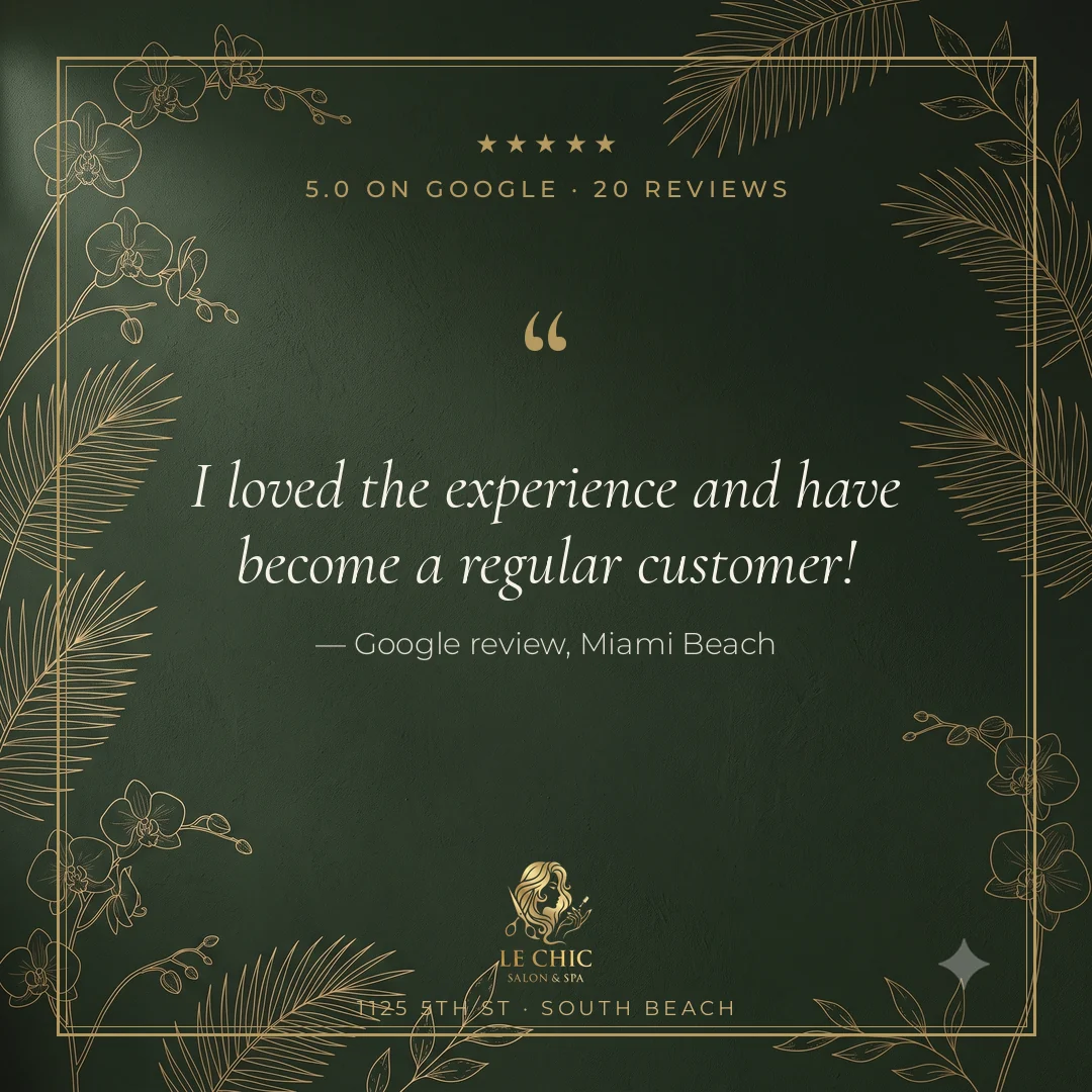 Instagram post: a five-star Google review.