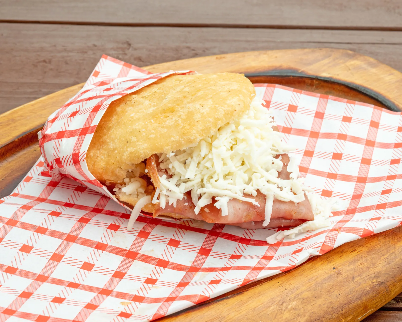 Arepa with mortadella