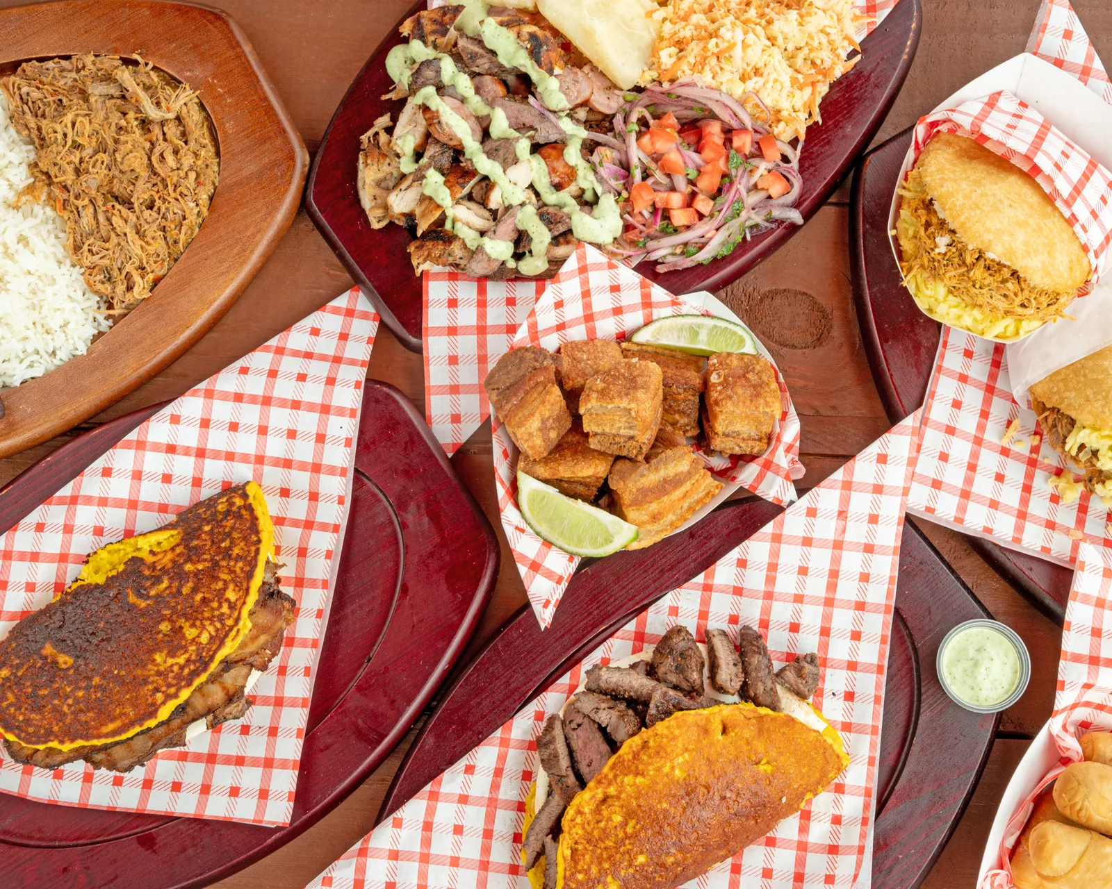 Top-down spread of the K'Chapas menu