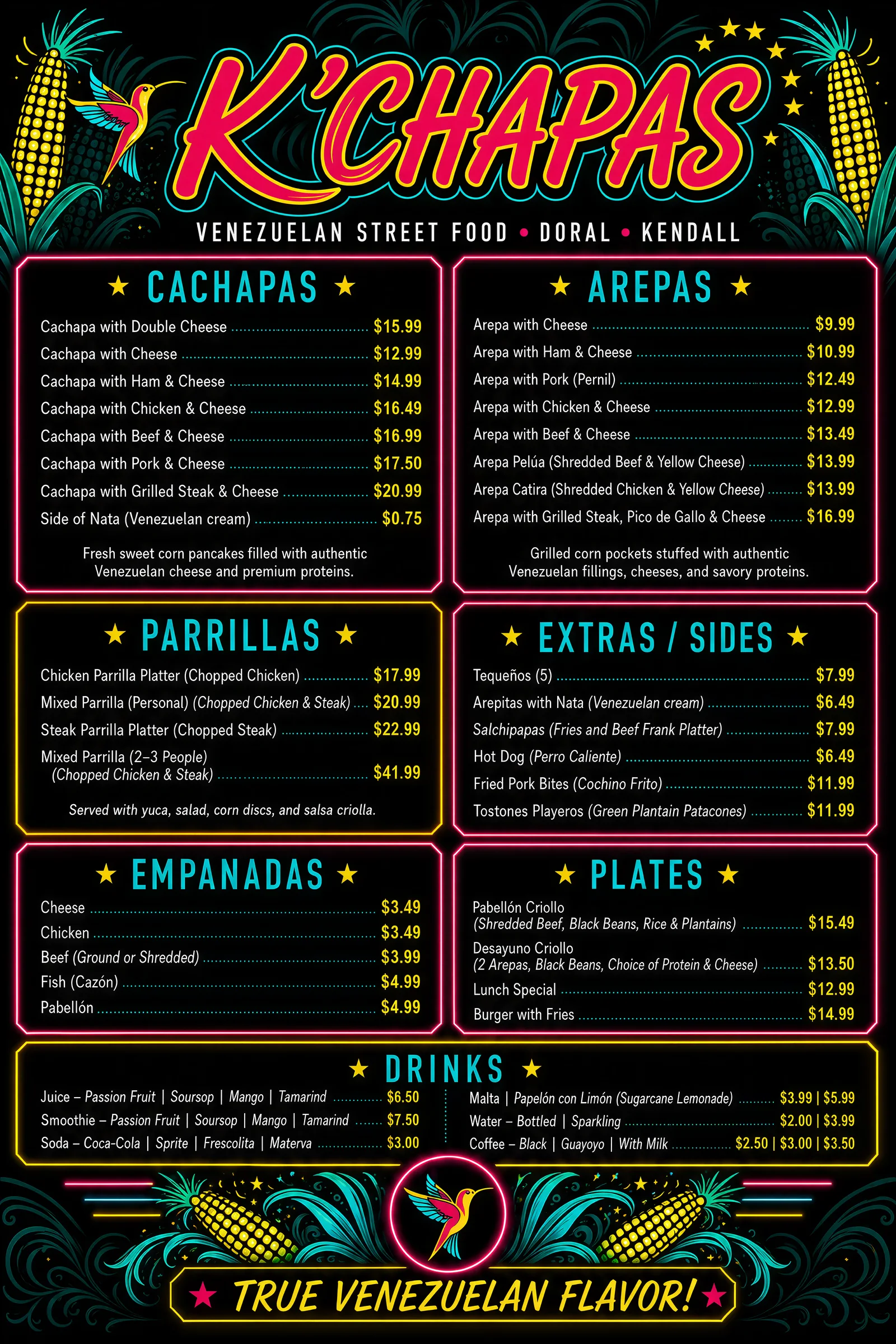 K'Chapas English menu