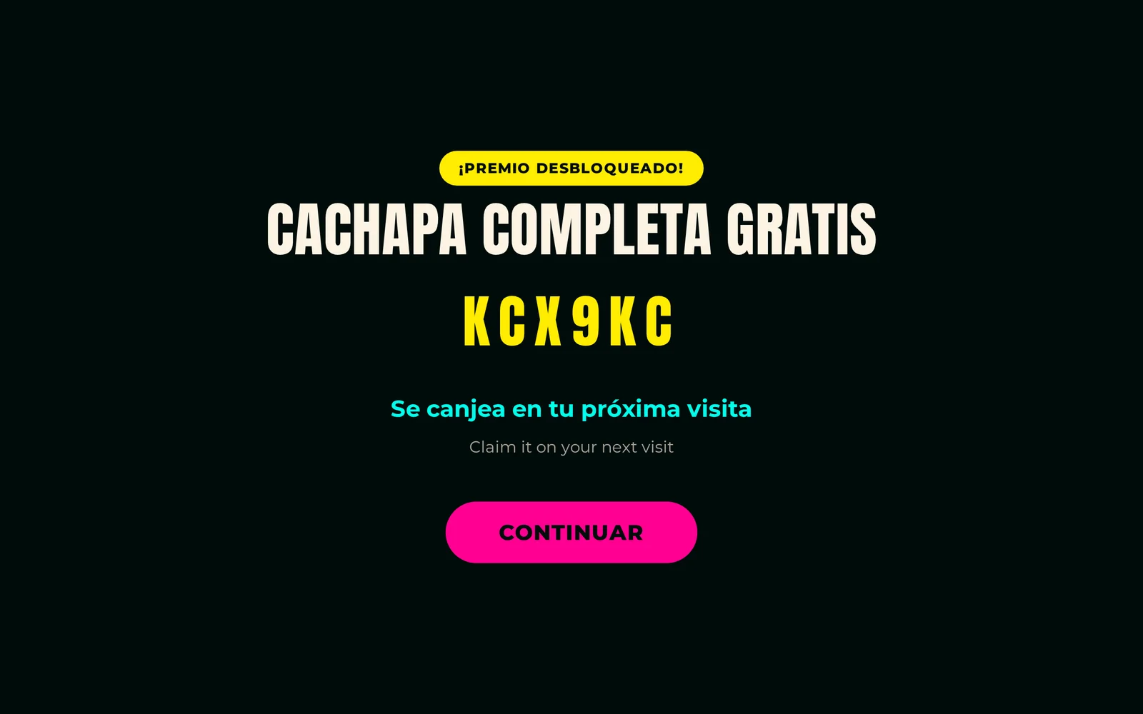 Reward unlocked with a code