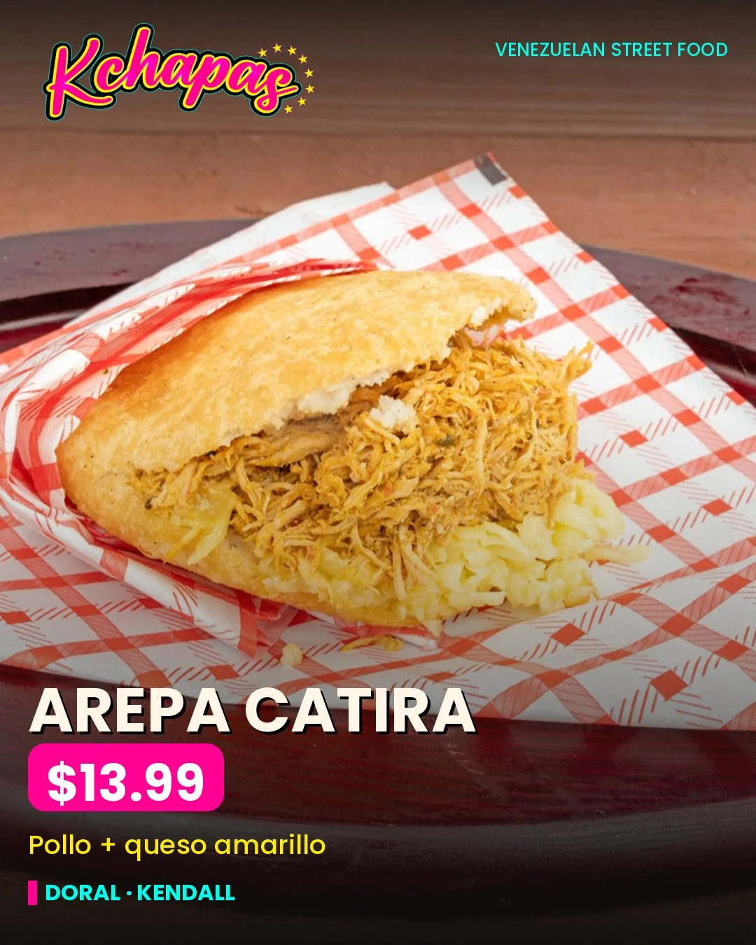 Arepa catira post with price